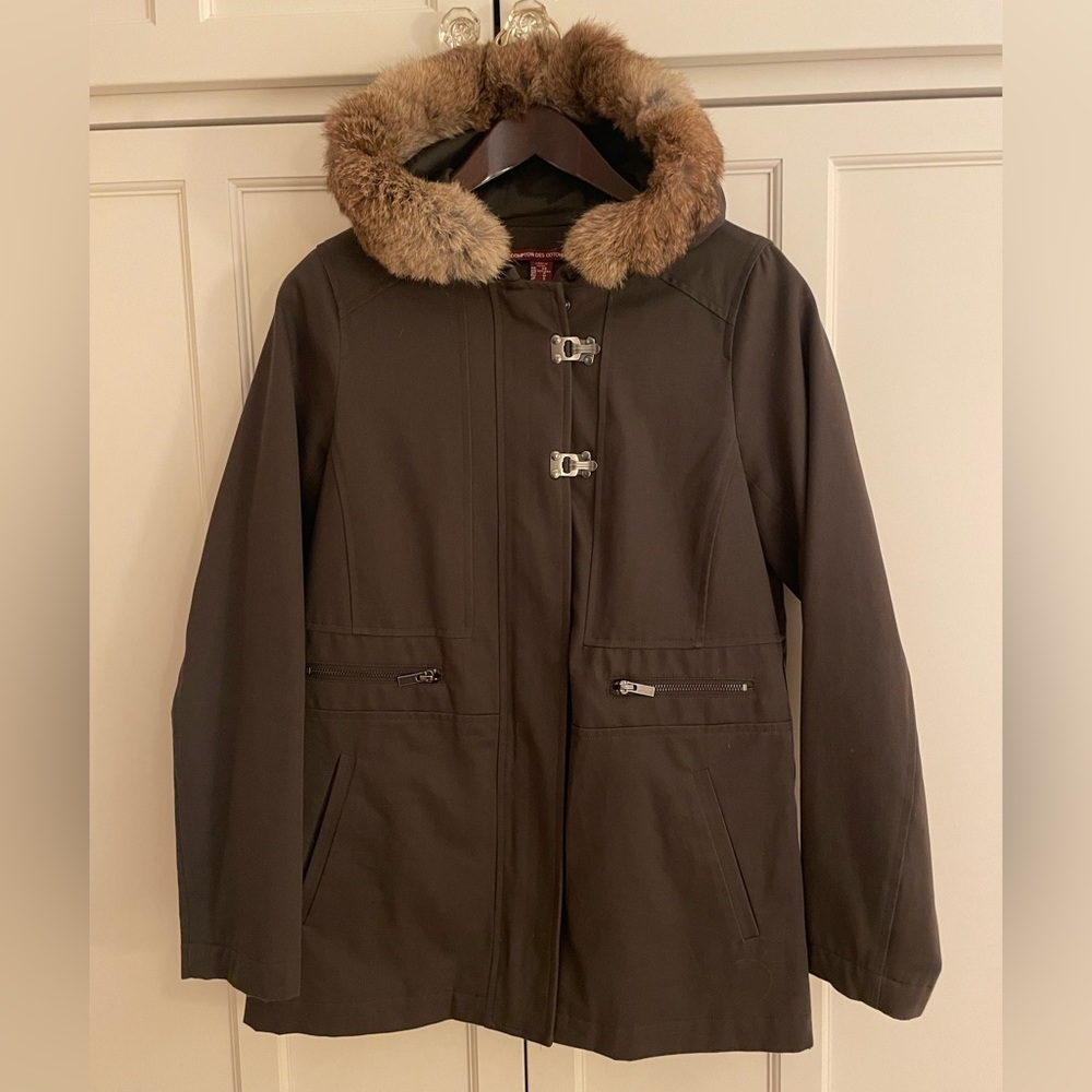 Comptoir des Cotonniers Parka with removable lining and fur hood size S